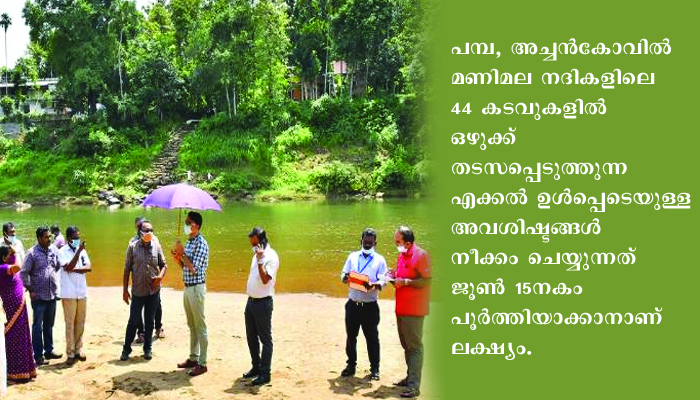 പത്തനംതിട്ടയില്‍  പമ്പാനദിയിലെ പ്രളയ അവശിഷ്ടങ്ങള്‍ നീക്കം ചെയ്യുന്ന കടവുകള്‍ കളക്ടര്‍ സന്ദര്‍ശിച്ചു ,