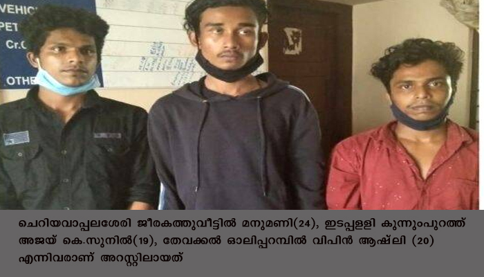 കഞ്ചാവ് വില്‍പ്പനയുമായി ബന്ധപ്പെട്ട കൊലക്കേസില്‍ മൂന്നുപേര്‍  അറസ്റ്റില്‍