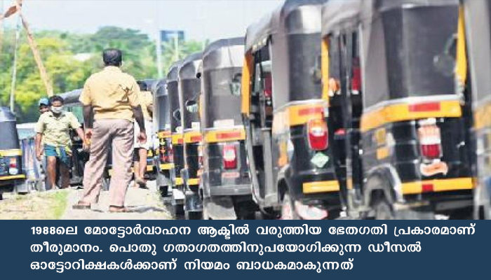 15 വര്‍ഷം കഴിഞ്ഞ  ഡീസല്‍ ഓട്ടോകള്‍ക്ക് 2021 ജനുവരി 1 മുതല്‍ വിലക്ക്
