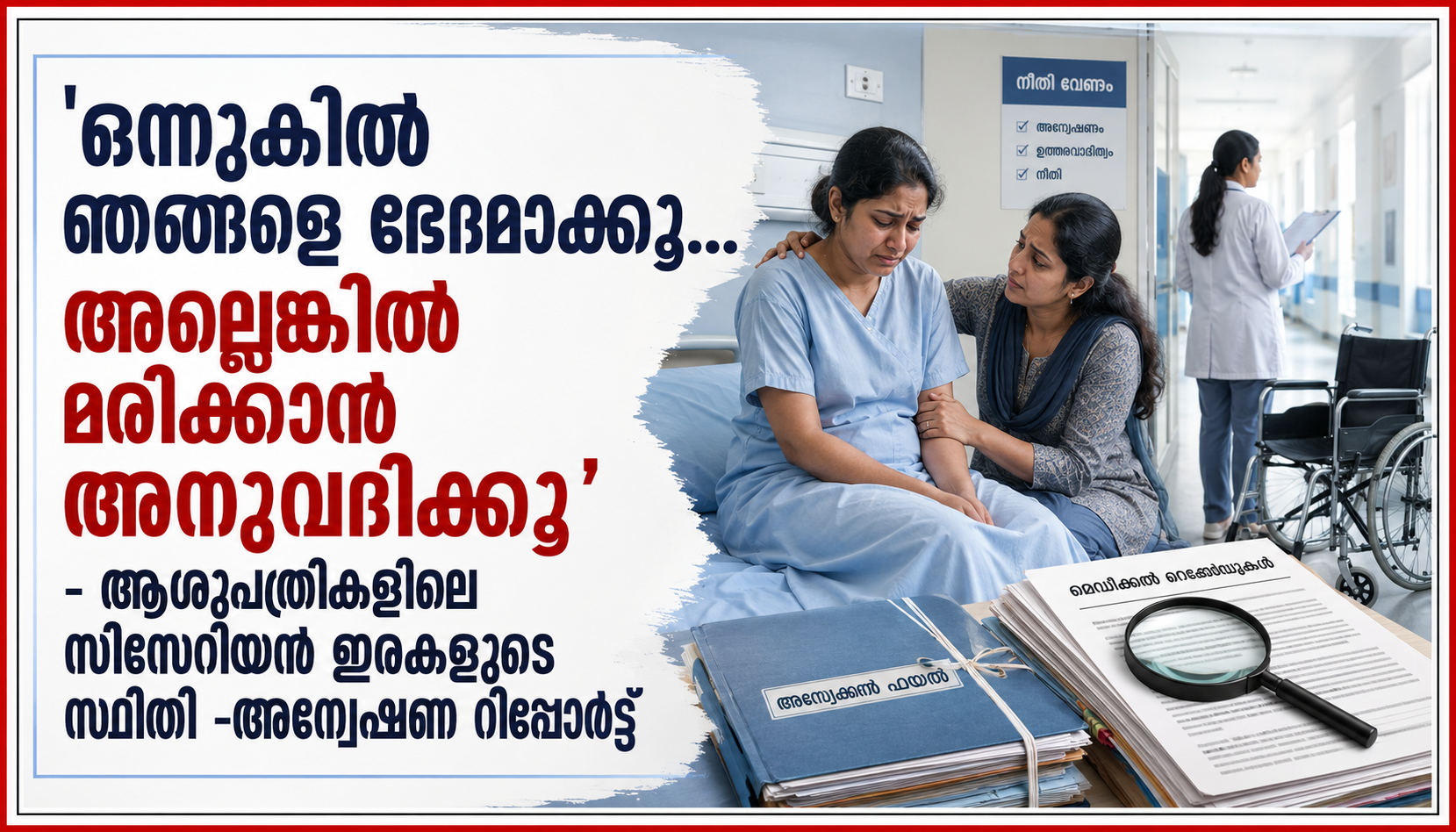 ഒന്നുകിൽ ഞങ്ങളെ ഭേദമാക്കൂ അല്ലെങ്കിൽ മരിക്കാൻ അനുവദിക്കു –  ആശുപത്രികളിലെ സിസേറിയൻ ഇരകളുടെ സ്ഥിതി -അന്വേഷണ റിപ്പോർട്ട്