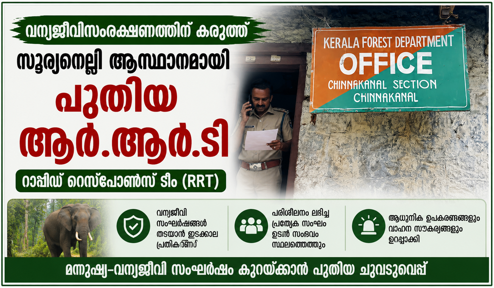 ചിന്നക്കാനാലിൽ വന്യജീവി ആക്രമണം തടയാൻ റാപ്പിഡ് റെസ്‌പോൺസ് ടീം