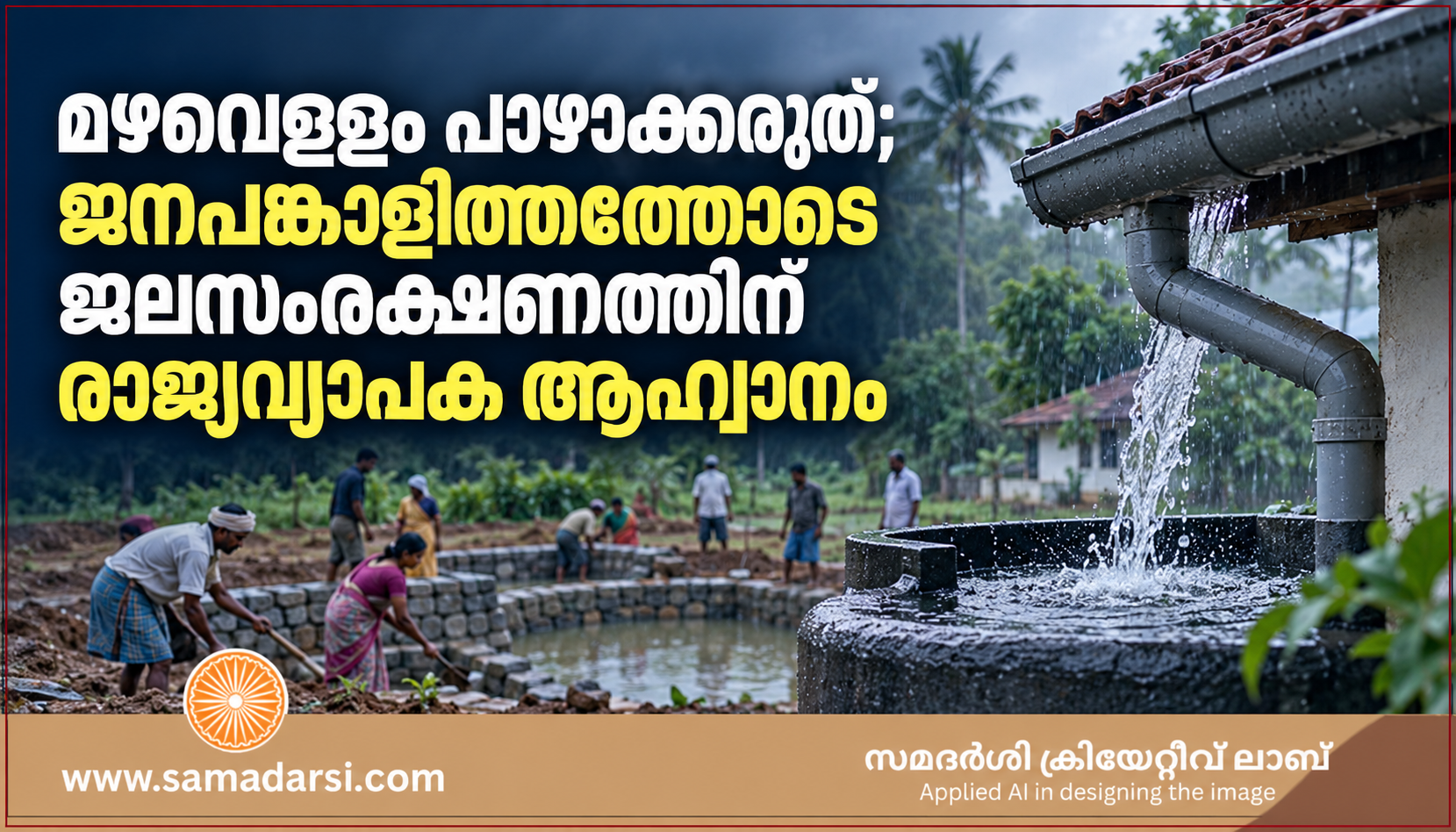 മഴവെള്ളം പാഴാക്കരുത്; ജനപങ്കാളിത്തത്തോടെ ജലസംരക്ഷണത്തിന് രാജ്യവ്യാപക ആഹ്വാനം